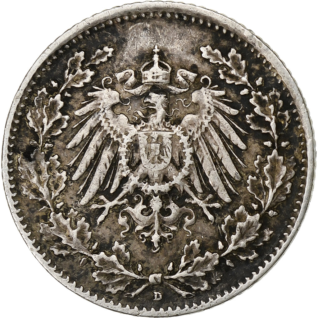 Empire allemand, 1/2 Mark, 1915, Munich, Argent, TB+, KM:17