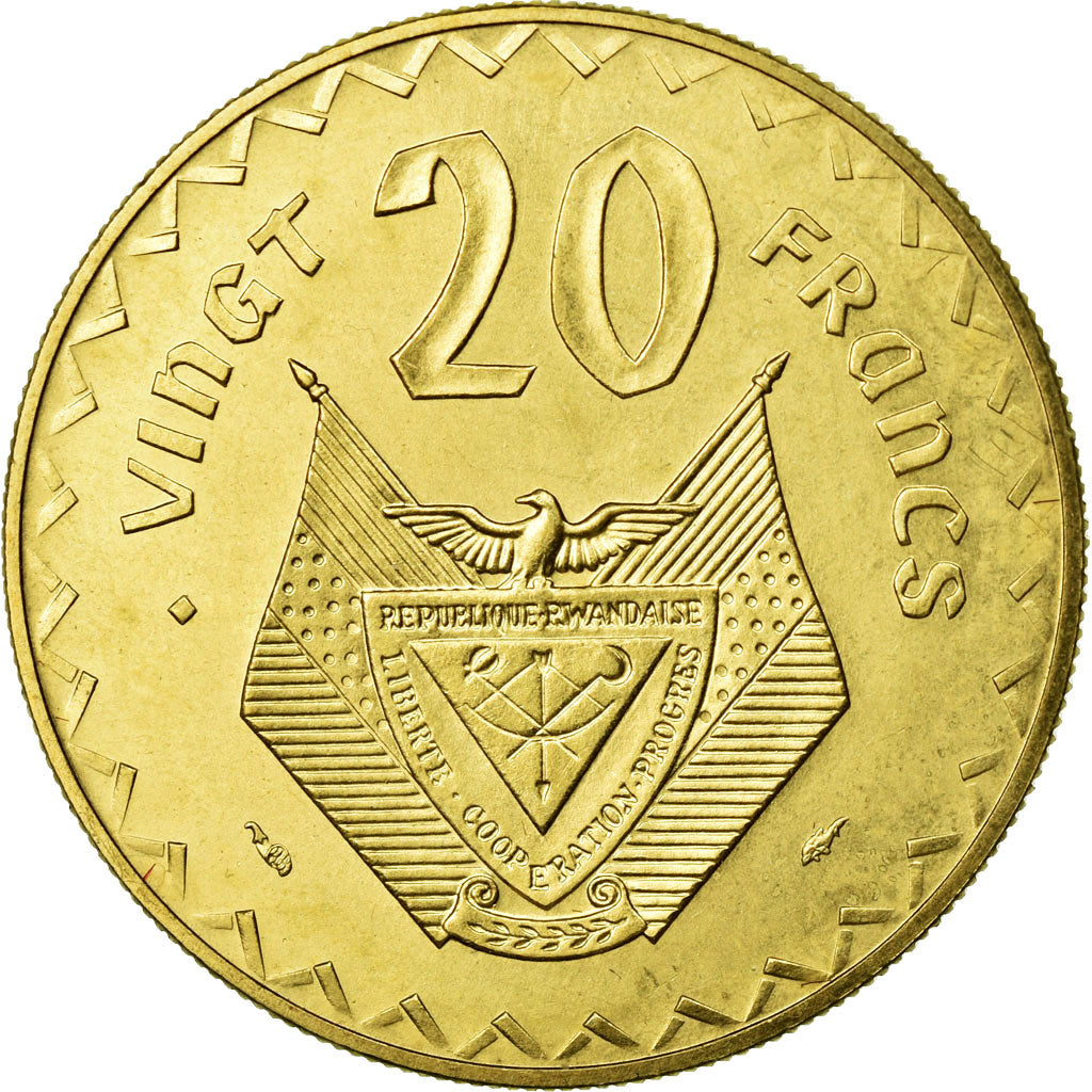 Moneta, Ruanda, 20 Francs, 1977, FDC, Ottone, KM:E6
