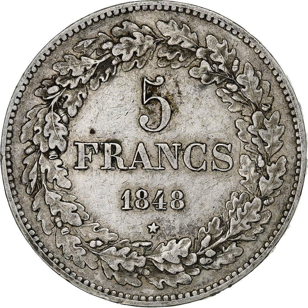 Belgium, Leopold I, 5 Francs, 5 Frank, 1848, Silver, VF(30-35), KM:3.2