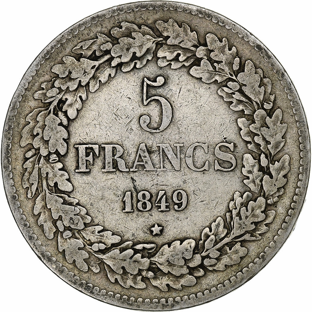 Belgium, Leopold I, 5 Francs, 5 Frank, 1849, Silver, VF(30-35), KM:3.2