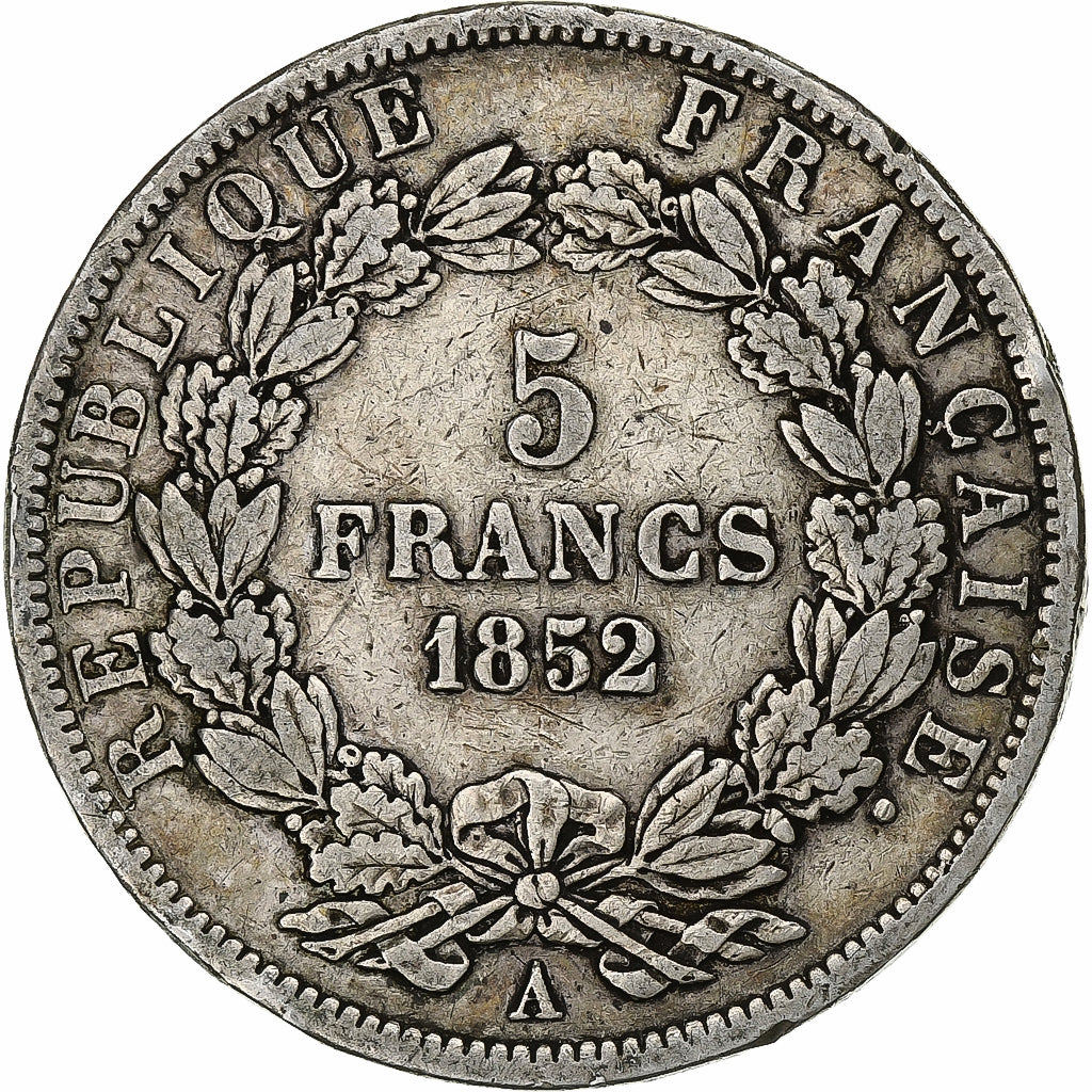 France, Louis-Napoléon Bonaparte, 5 Francs, 1852, Paris, Silver, VF(30-35)