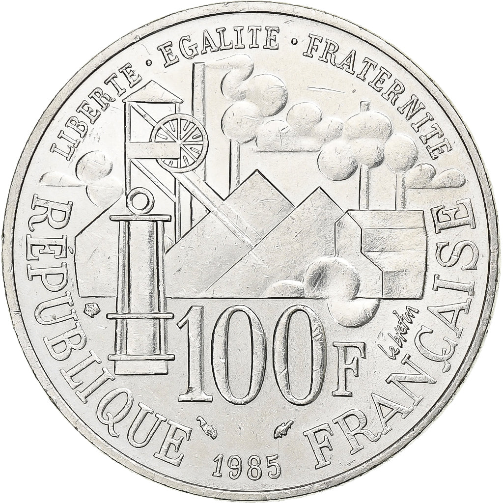 France, 100 Francs, Germinal, 1985, Silver, AU(55-58), Gadoury:900, KM:957