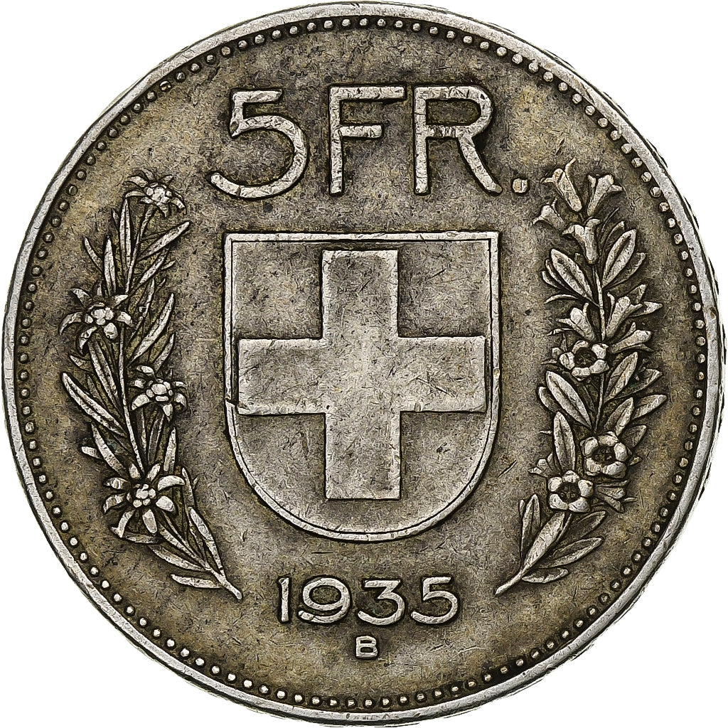 Svizzera, 5 Francs, 1935, Bern, Argento, BB, KM:40