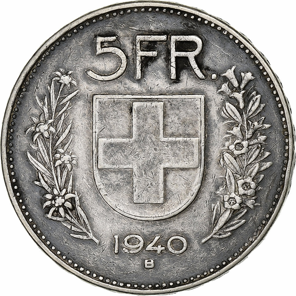 Switzerland, 5 Francs, 1940, Bern, Silver, EF(40-45), KM:40