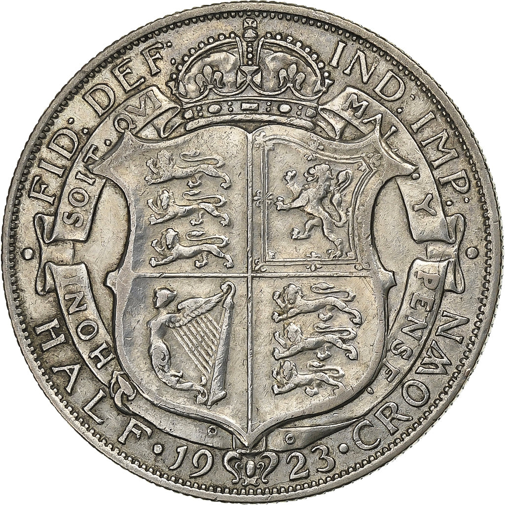 Groot Bretagne, George V, 1/2 Crown, 1923, Zilver, ZF, KM:818.2