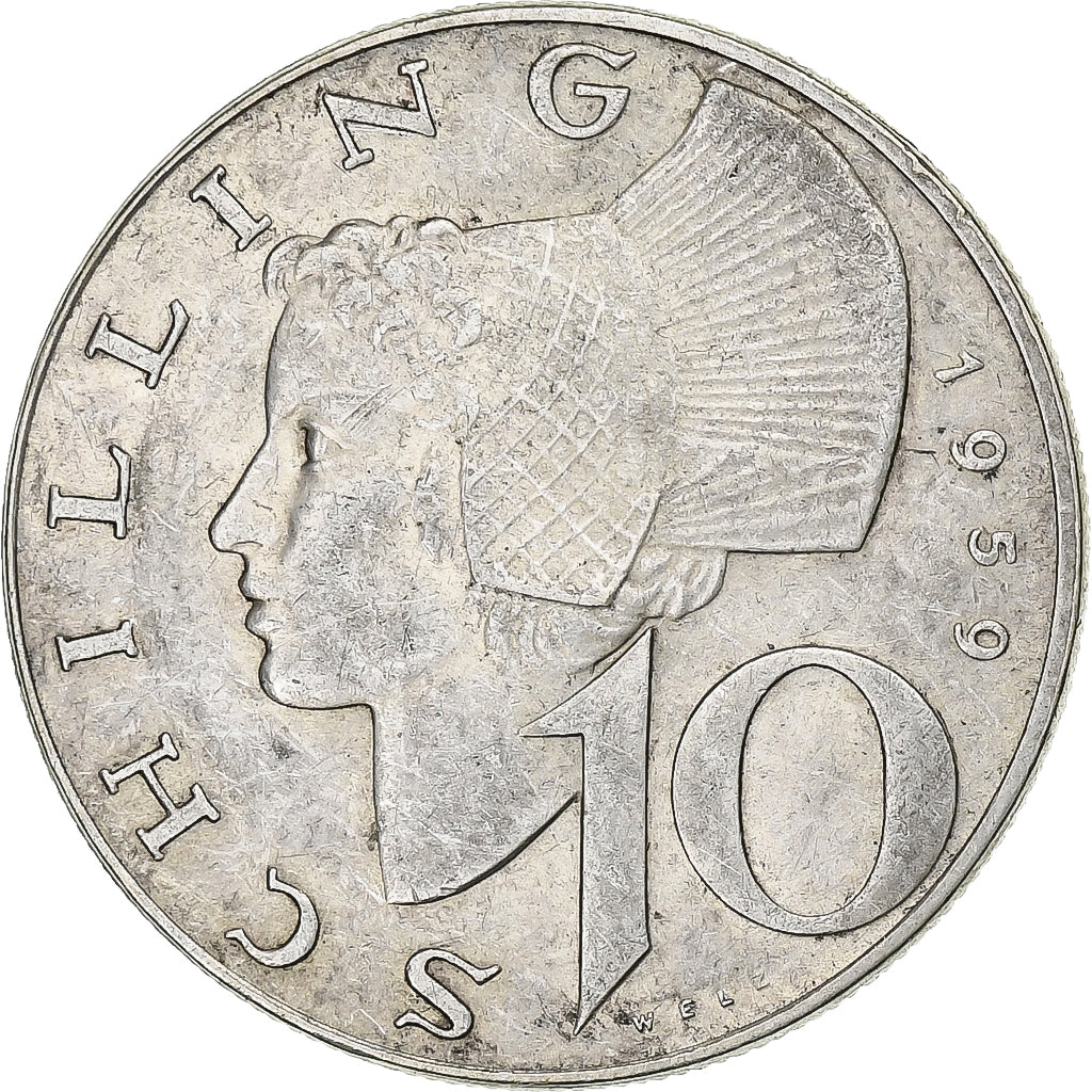 Austria, 10 Schilling, 1959, Argento, BB, KM:2882