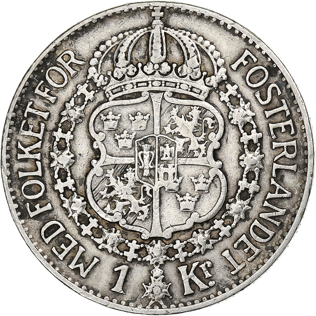 Szwecja, Gustaf V, Krona, 1935, Srebro, VF(30-35), KM:786.2