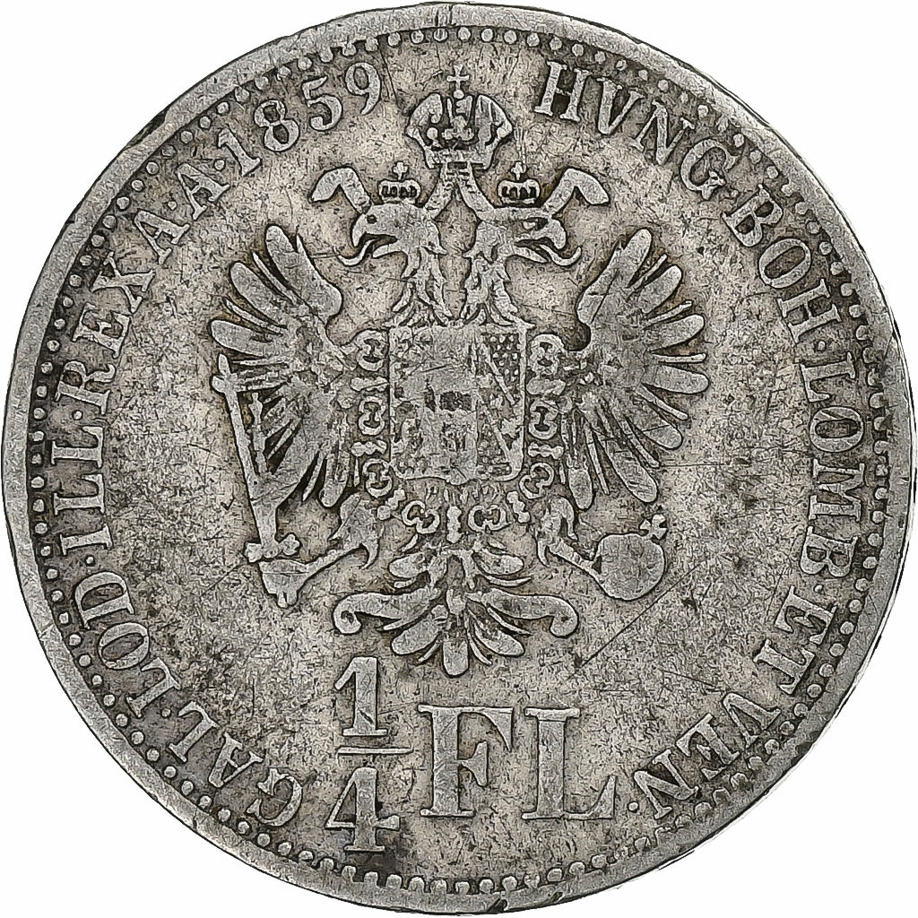Austria, Franz Joseph I, 1/4 Florin, 1859, Vienna, Silver, VF(20-25), KM:2214