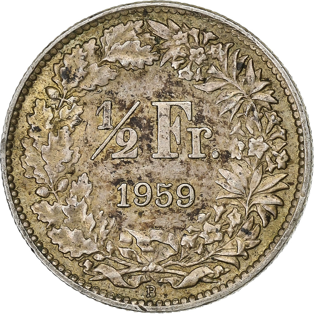 Svizzera, 1/2 Franc, 1959, Bern, Argento, BB, KM:23