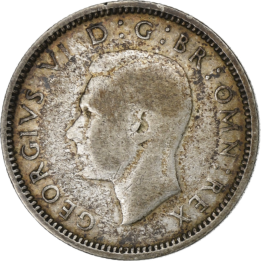 Gran Bretagna, George VI, 6 Pence, 1939, Argento, MB+, KM:852