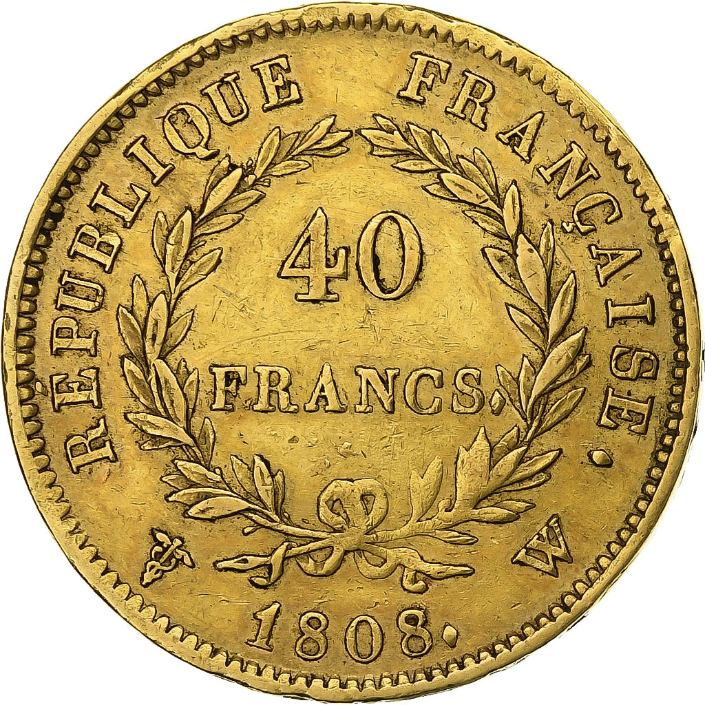 France, Napoléon I, 40 Francs, 1808, Lille, Rare, Or, TTB, Gadoury:1083