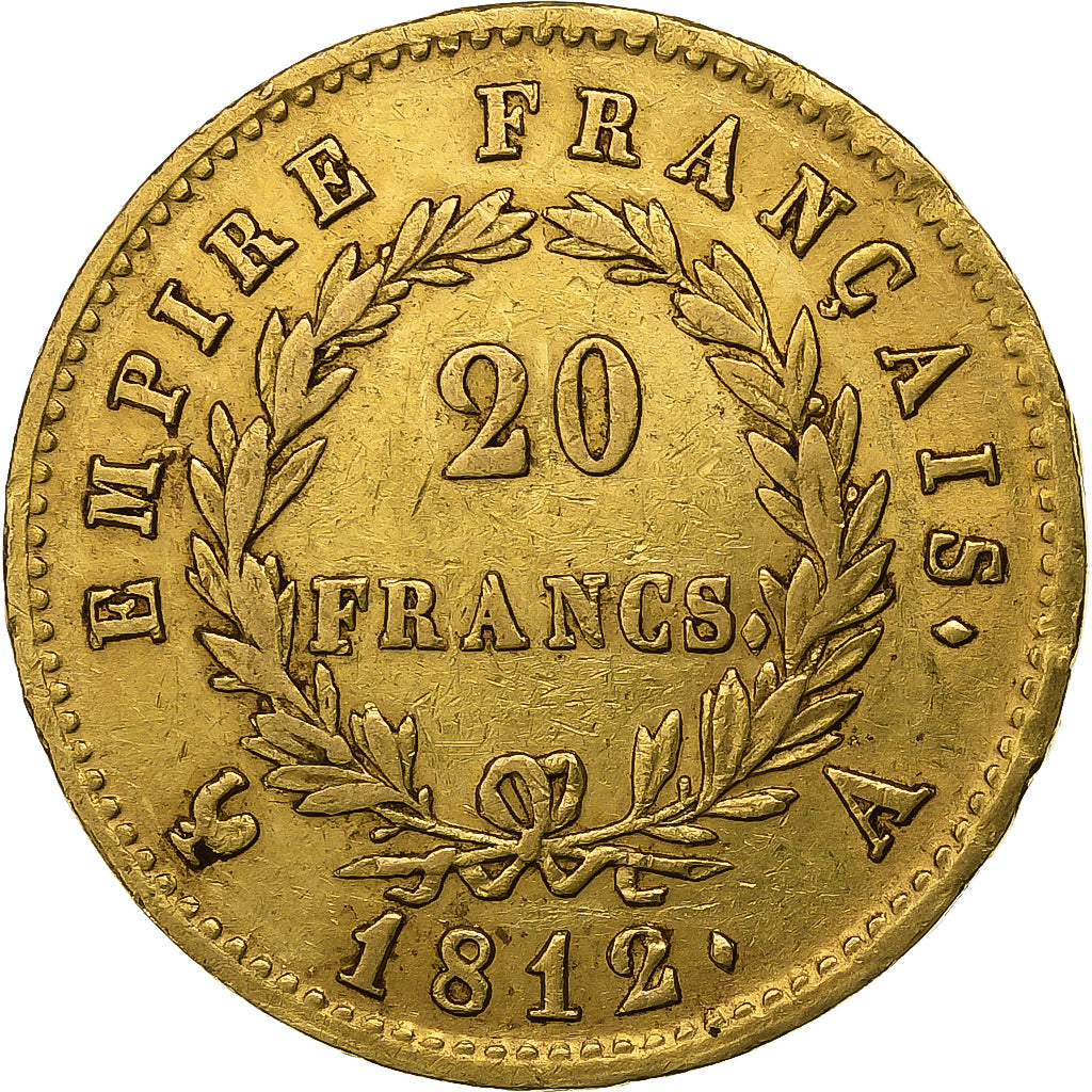Francia, Napoleon I, 20 Francs, 1812, Paris, Oro, MBC, Gadoury:1025, KM:695.1