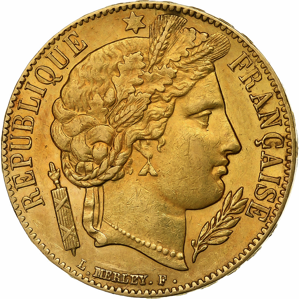 Francja, 20 Francs, Cérès, 1851, Paris, Złoto, AU(50-53), Gadoury:1059