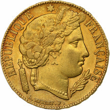 França, 20 Francs, Cérès, 1851, Paris, Dourado, EF(40-45), Gadoury:1059
