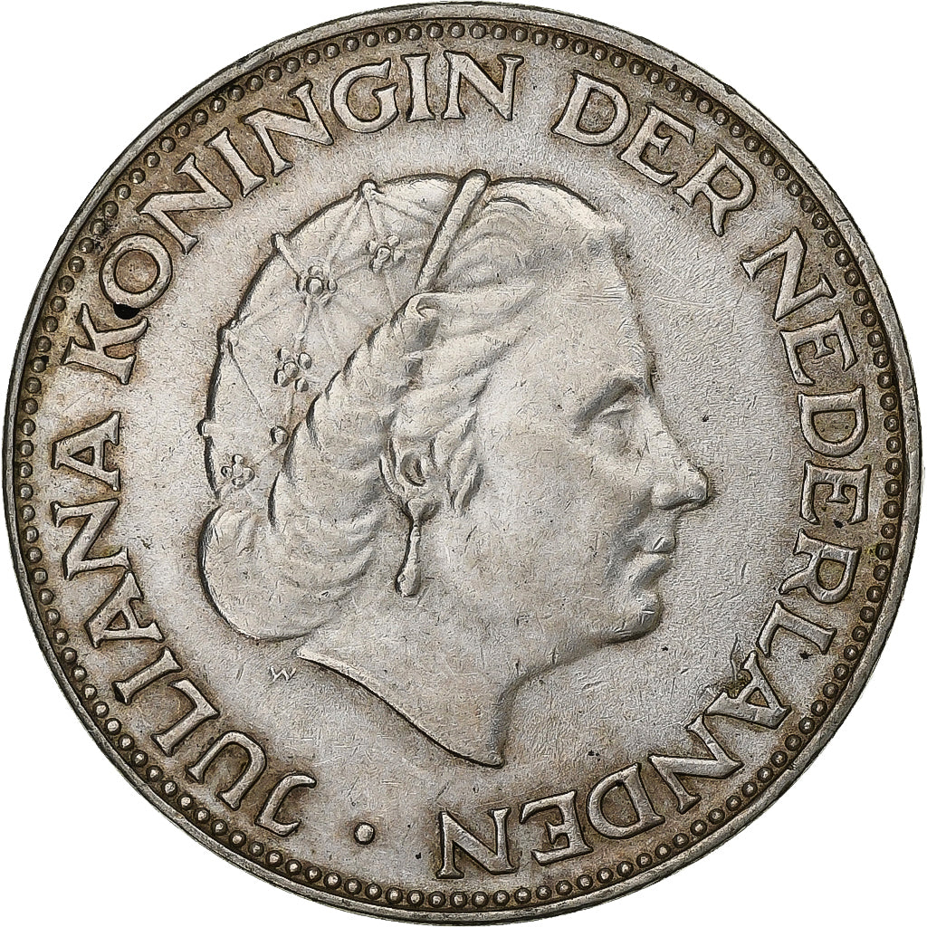 Países Bajos, Juliana, 2-1/2 Gulden, 1966, Plata, EBC, KM:185