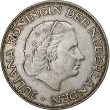 Países Bajos, Juliana, 2-1/2 Gulden, 1966, Plata, EBC, KM:185