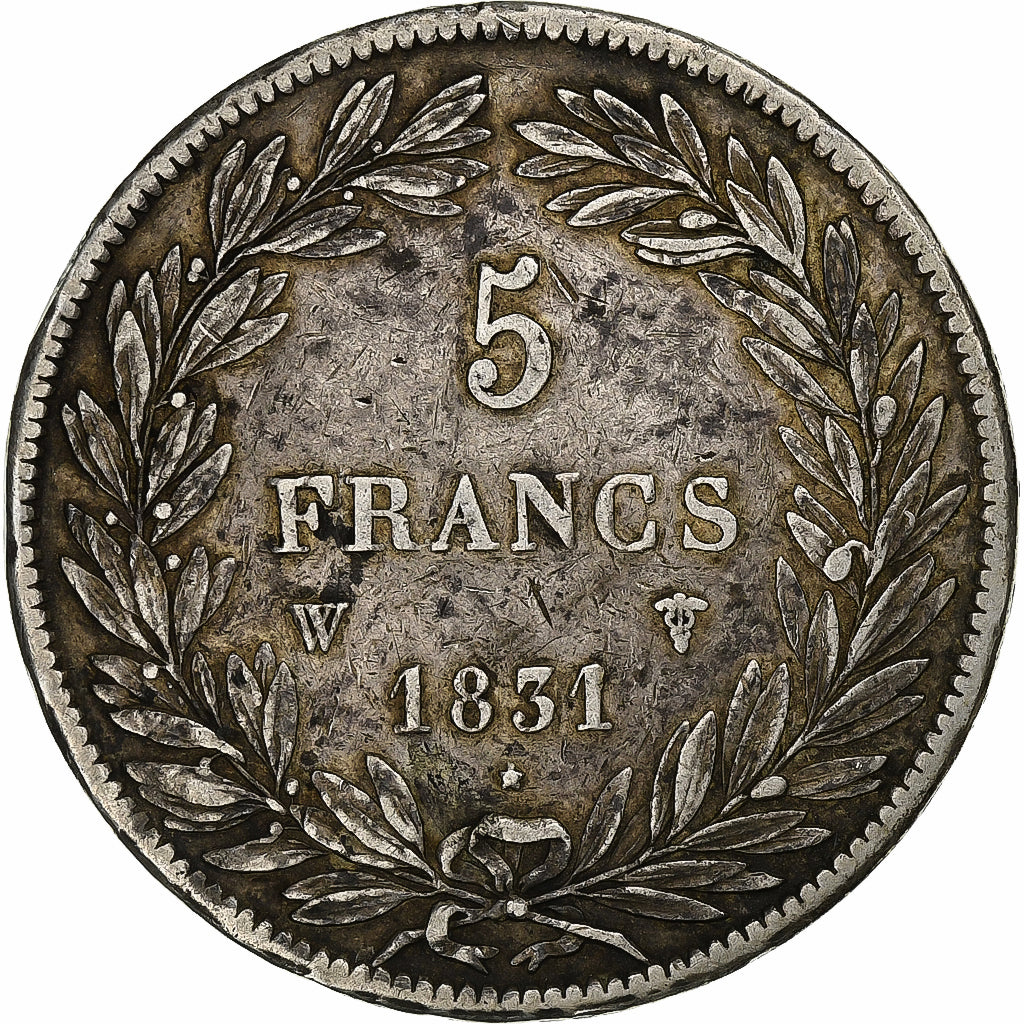 Francia, Louis-Philippe, 5 Francs, 1831, Lille, Plata, BC+, Gadoury:676
