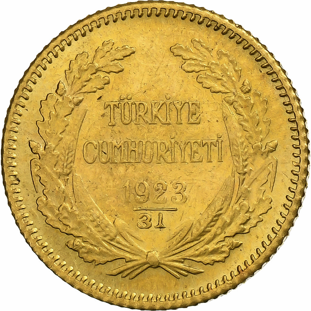 Turkey, 25 Kurush, 1923/31, Ankara, Gold, AU(55-58), KM:851