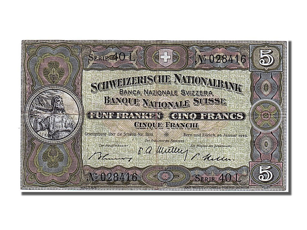 Banknote, Switzerland, 5 Franken, 1949, 1949-01-20, EF(40-45)
