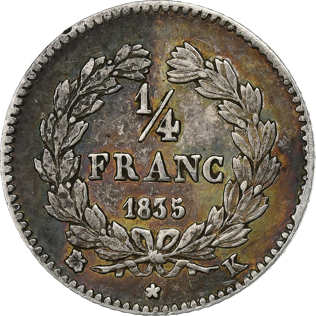 Frankreich, LOUIS PHILIPPE I, 1/4 Franc, 1835, Bordeaux, Silber, SS