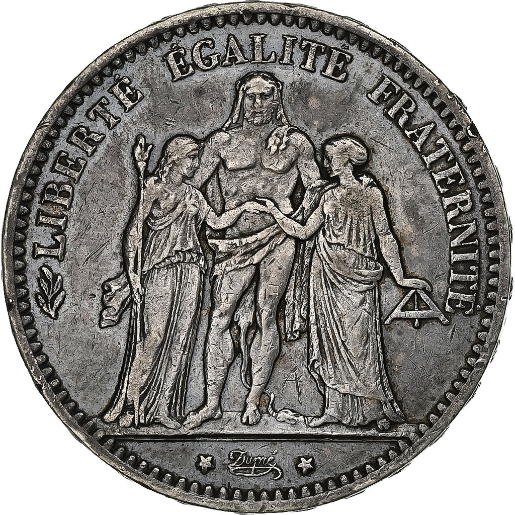 France, 5 Francs, Hercule, 1877, Bordeaux, Argent, TTB+, Gadoury:745a, KM:820.2