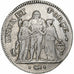 France, 5 Francs, Union et Force, AN 6, Bordeaux, Silver, EF(40-45)