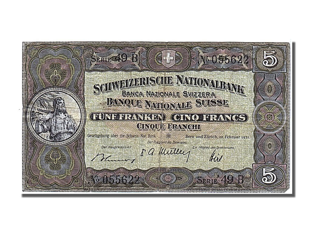 Switzerland, 5 Franken, 1951-02-22, EF(40-45)