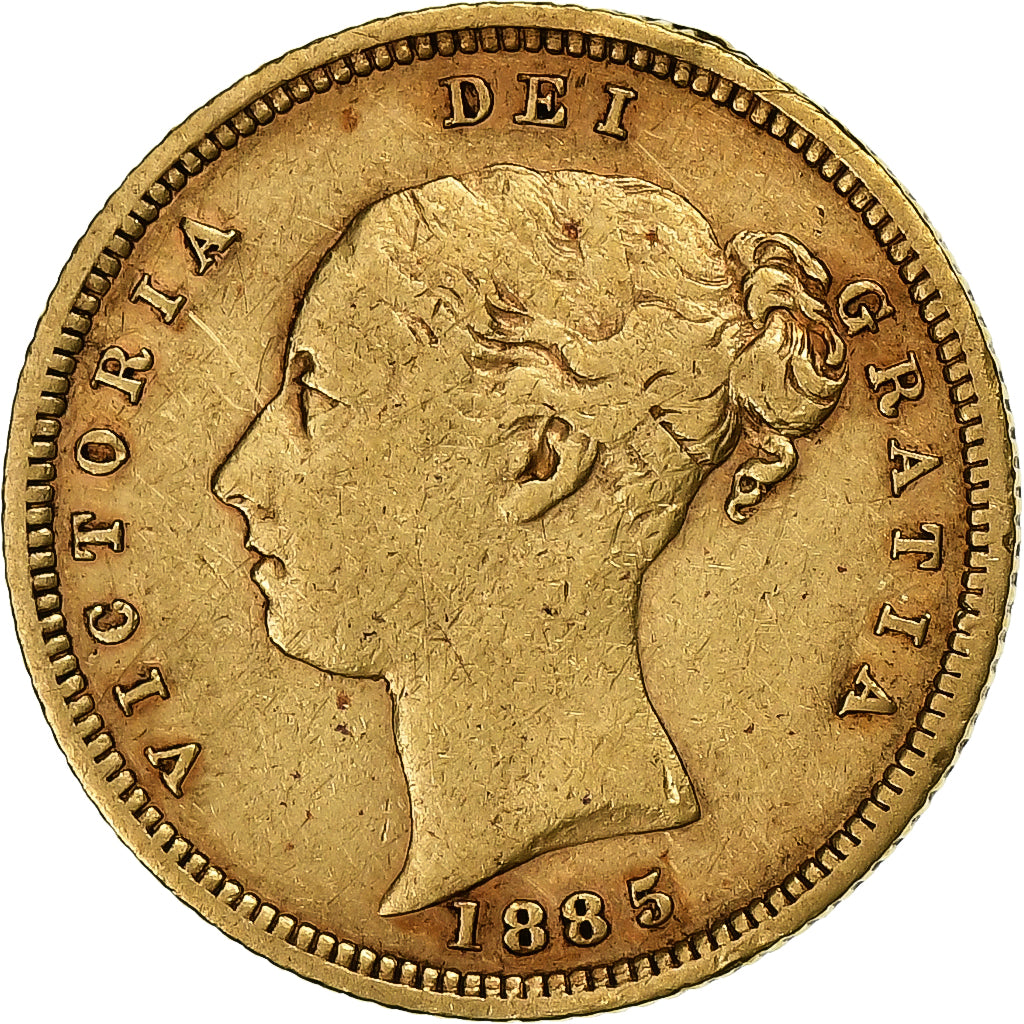 Australia, Victoria, 1/2 Sovereign, 1885, Melbourne, Gold, VF(30-35), KM:9