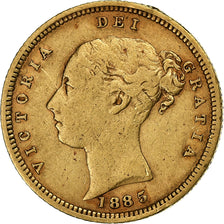 Australia, Victoria, 1/2 Sovereign, 1885, Melbourne, Gold, VF(30-35), KM:9