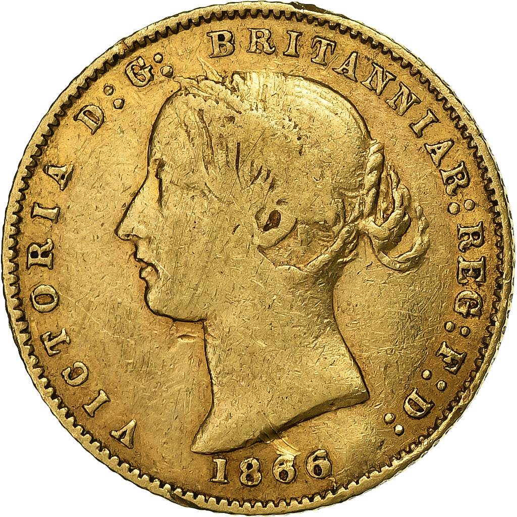 Australia, Victoria, 1/2 Sovereign, 1866, Sydney, Gold, VF(30-35), KM:3