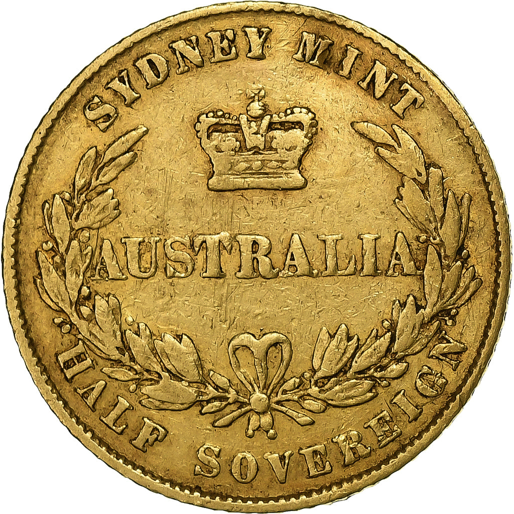 Australia, Victoria, 1/2 Sovereign, 1866, Sydney, Gold, VF(30-35), KM:3