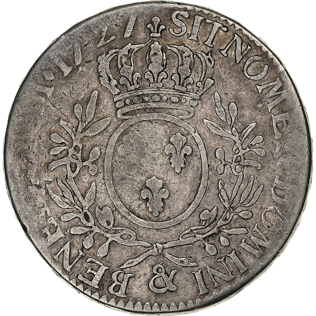France, Louis XV, Ecu, Écu aux branches d'olivier, 1727, Aix, Silver