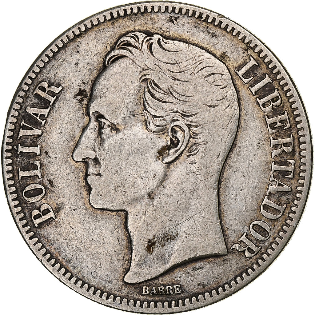 Venezuela, Gram 25, 5 Bolivares, 1936, Silver, VF(30-35), KM:24.2