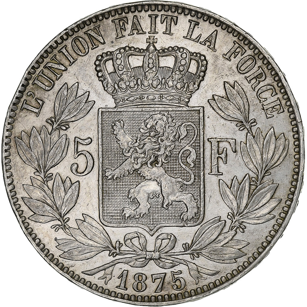 Belgium, Leopold II, 5 Francs, 5 Frank, 1875, Silver, AU(50-53), KM:25