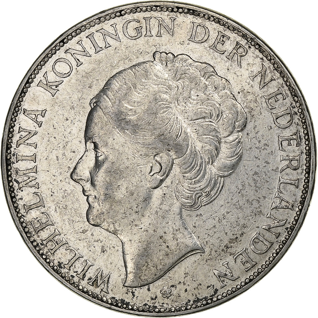 Holandia, Wilhelmina I, 2-1/2 Gulden, 1930, Srebro, AU(50-53), KM:165
