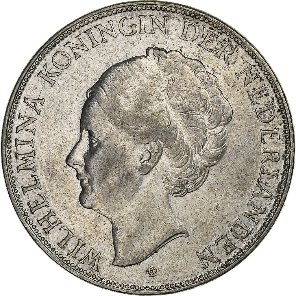 Holandia, Wilhelmina I, 2-1/2 Gulden, 1932, Srebro, AU(50-53), KM:165