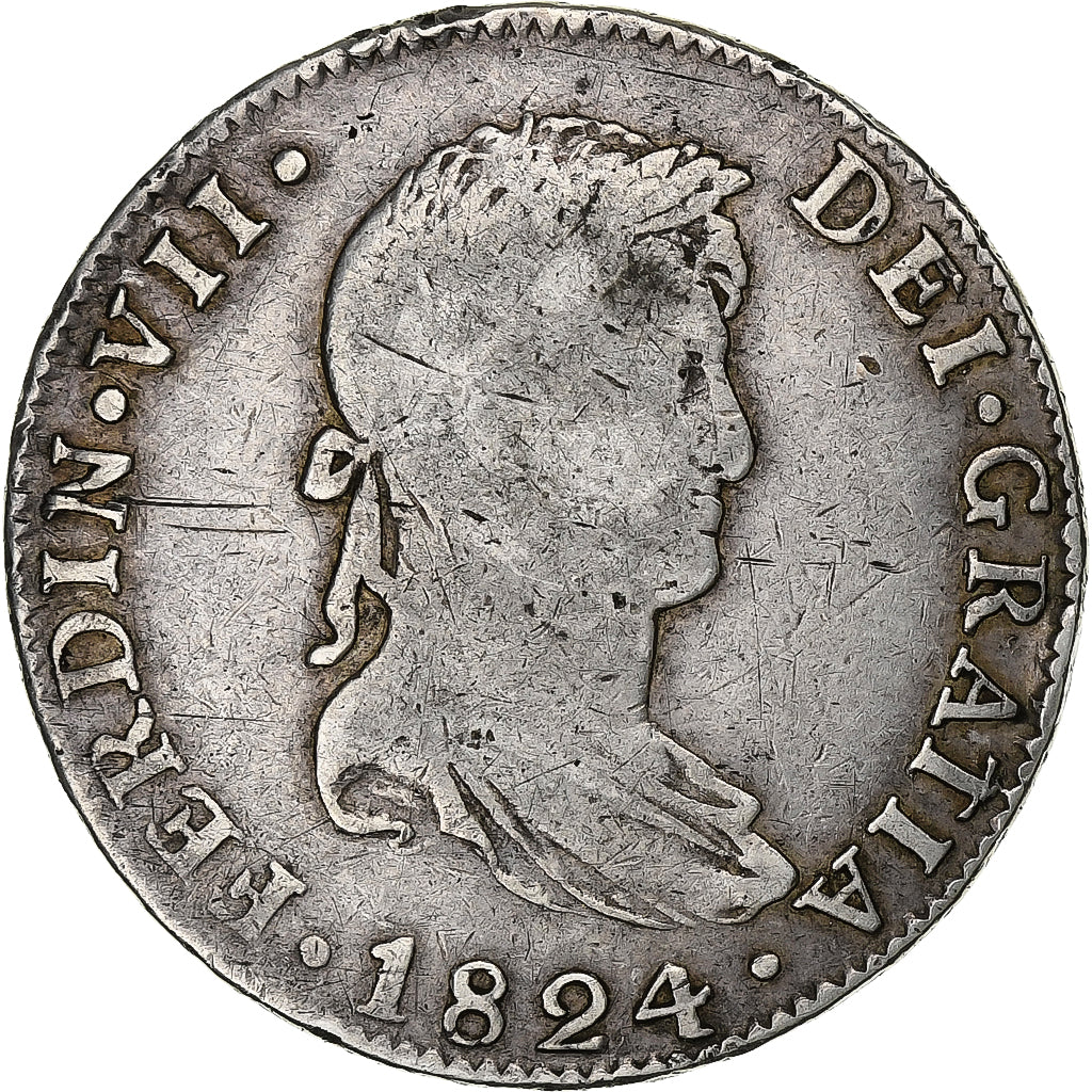 Espagne, Ferdinand VII, 4 Réales, 1824, Séville, Argent, TB+, KM:476.3