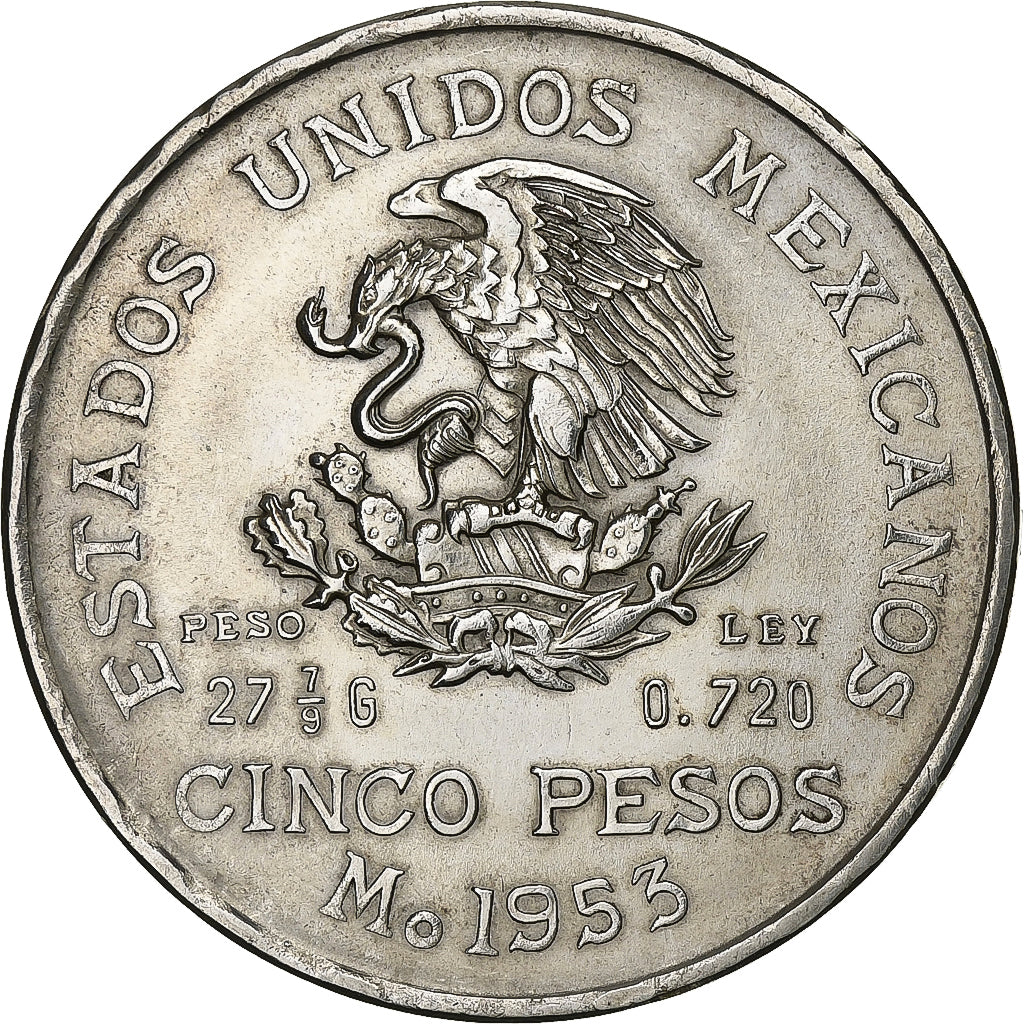 Mexiko, 5 Pesos, 1953, Mexico City, Silber, SS+, KM:467