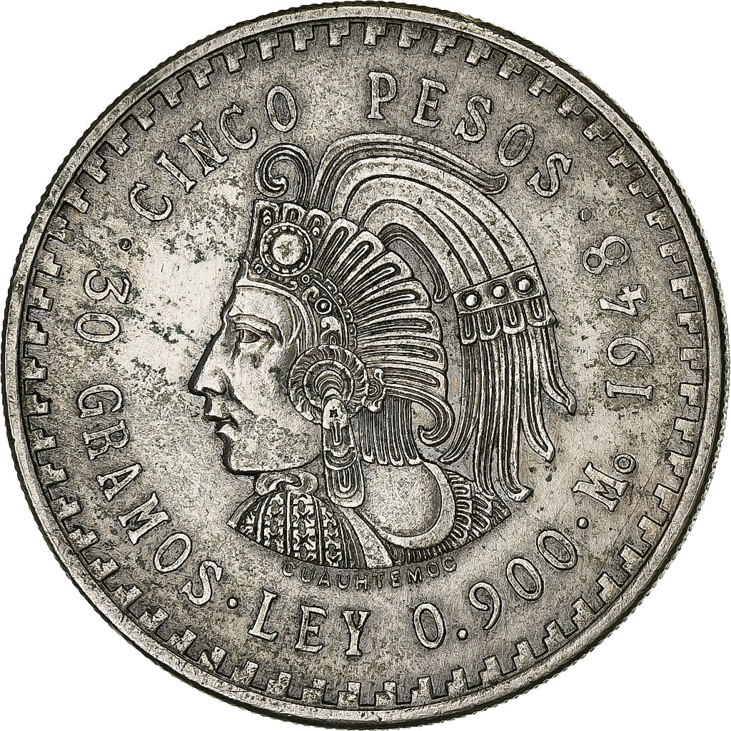 Mexico, 5 Pesos, 1948, Mexico City, Silver, AU(50-53), KM:465