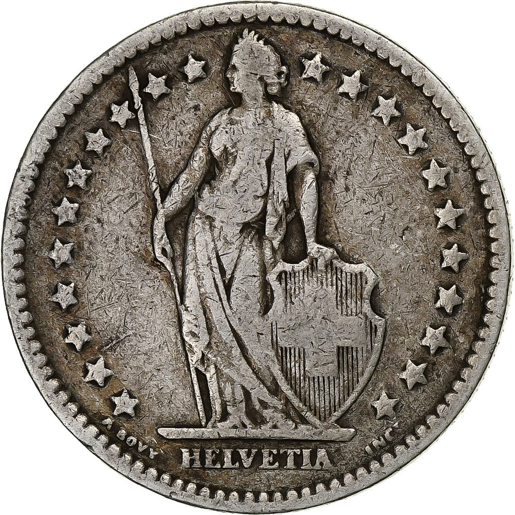 Suíça, 2 Francs, 1878, Bern, Prata, VF(20-25), KM:21