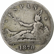 Spain, Provisional Government, 2 Pesetas, 1870, Madrid, Silver, F(12-15), KM:654