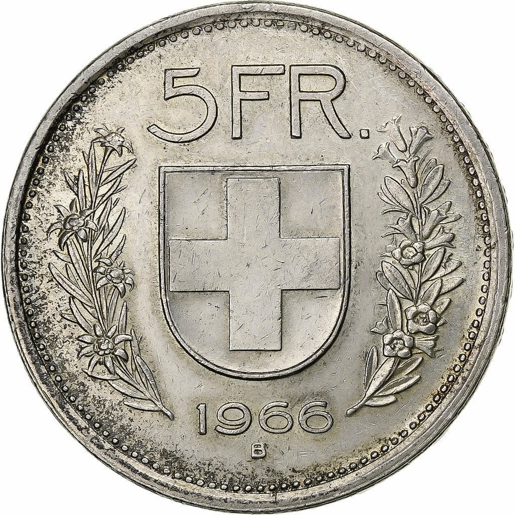 Suiza, 5 Francs, 1966, Bern, Plata, MBC+, KM:40
