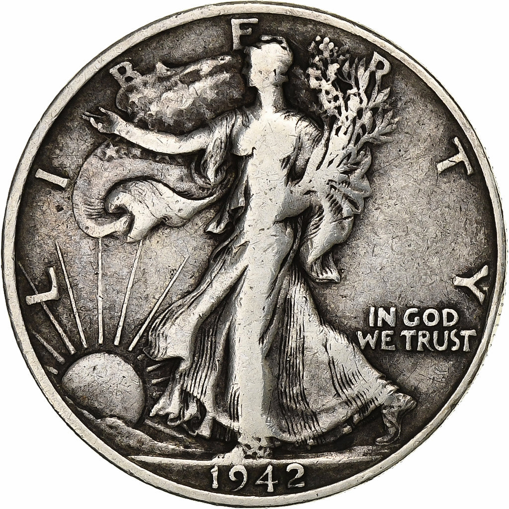 USA, Half Dollar, Walking Liberty, 1942, U.S. Mint, Srebro, VF(30-35), KM:142