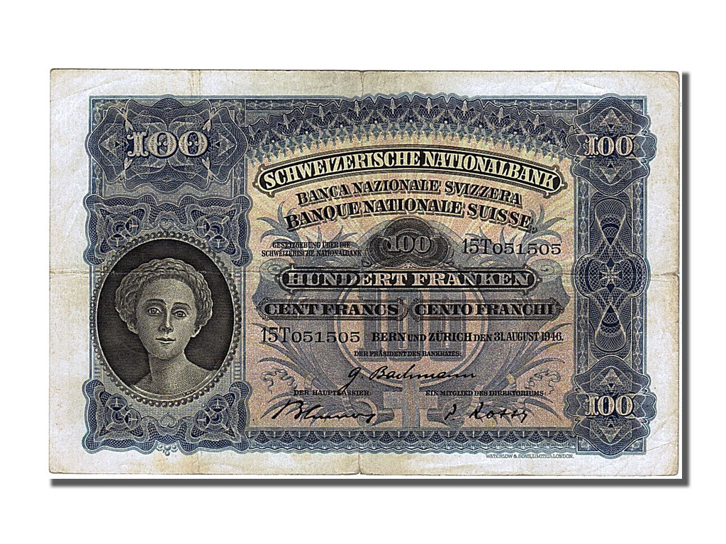 Billet, Suisse, 100 Franken, 1946, 1946-08-31, TTB
