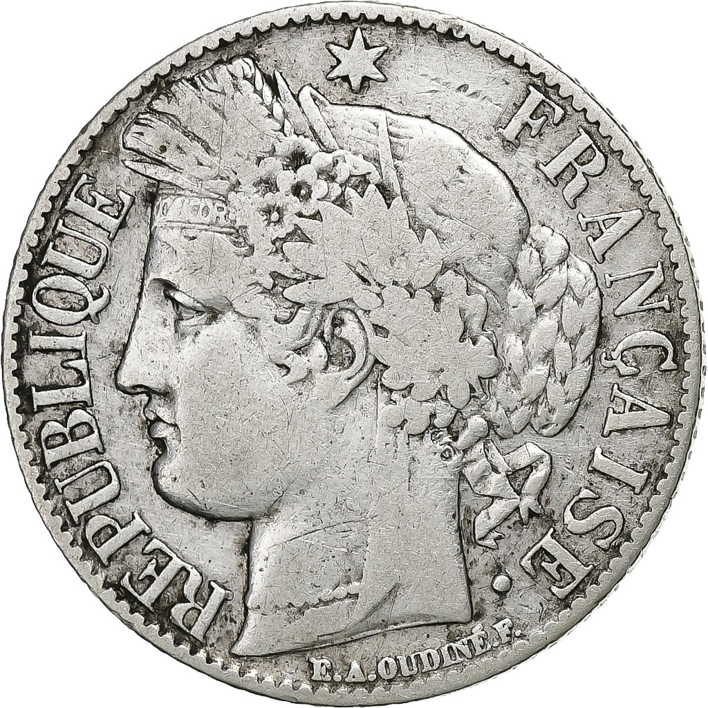 Francia, Franc, Cérès, 1887, Paris, Argento, MB+, Gadoury:465a, KM:822.1