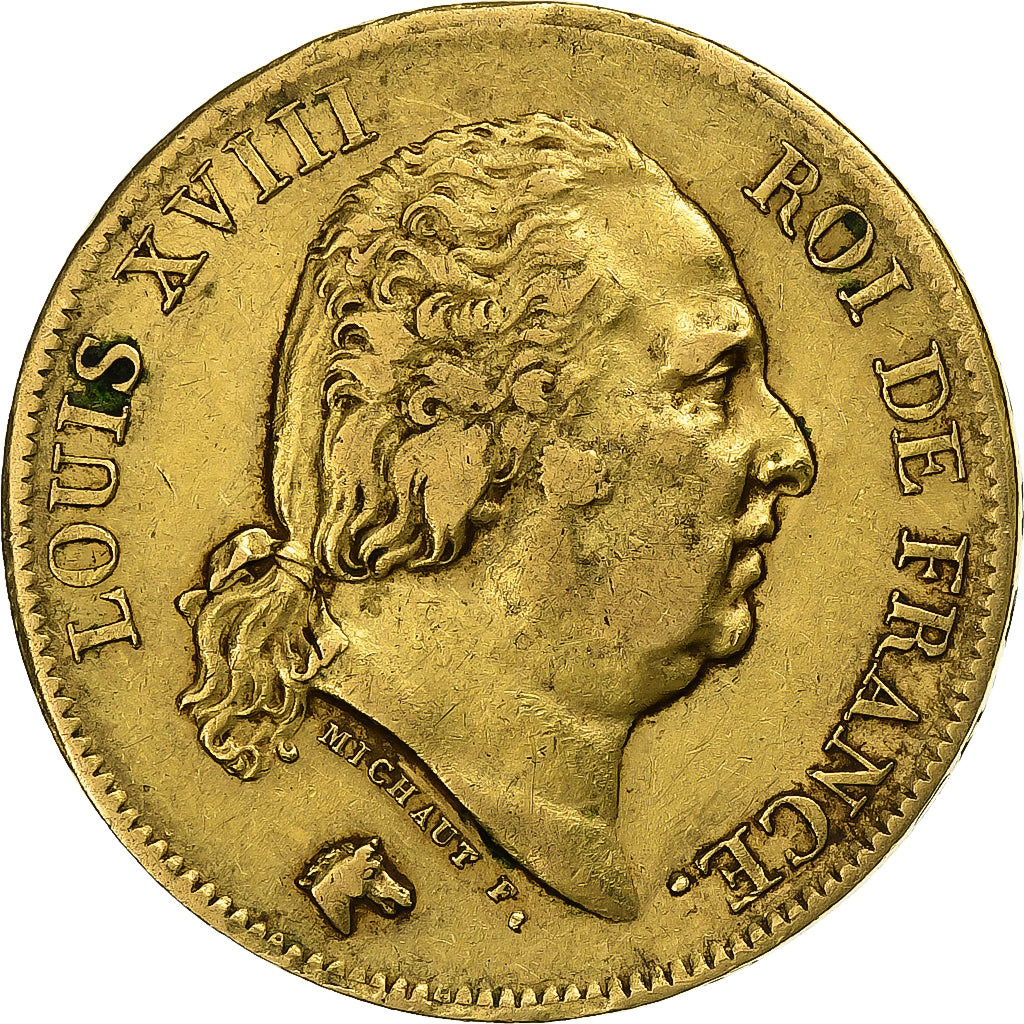 Frankreich, Louis XVIII, 40 Francs, 1818, Lille, Gold, SS, Gadoury:1092
