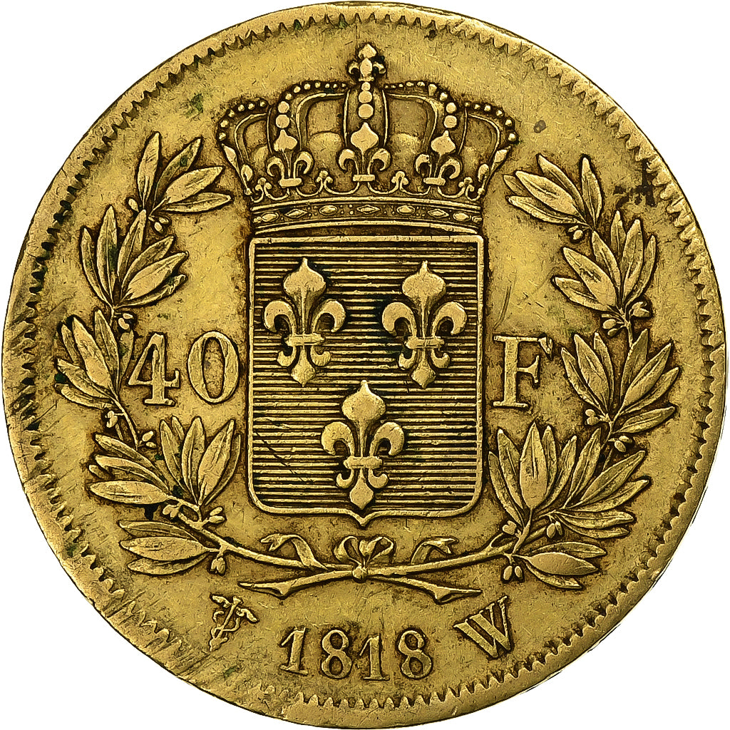 Frankreich, Louis XVIII, 40 Francs, 1818, Lille, Gold, SS, Gadoury:1092