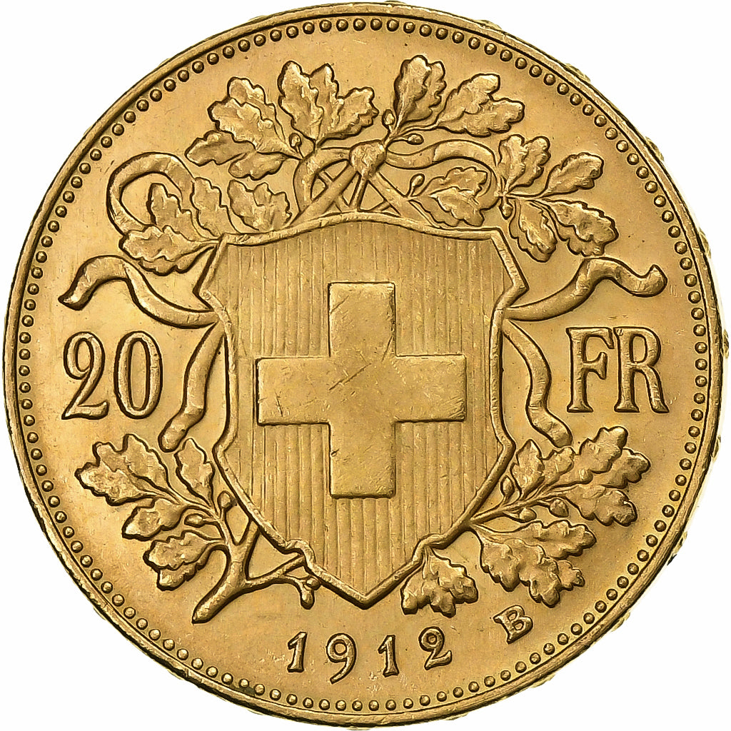 Zwitserland, 20 Francs, 1912, Bern, Goud, PR, KM:35.1