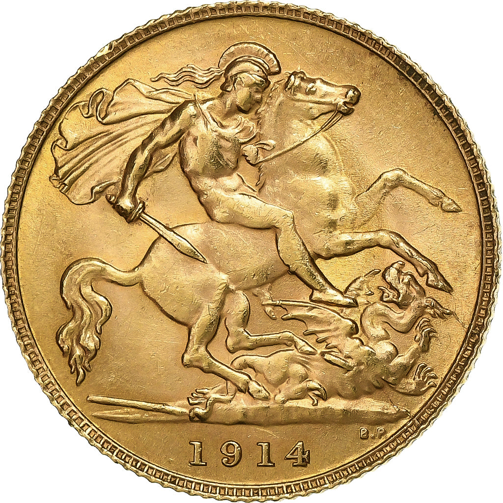Groot Bretagne, George V, 1/2 Sovereign, 1914, Goud, PR, KM:819