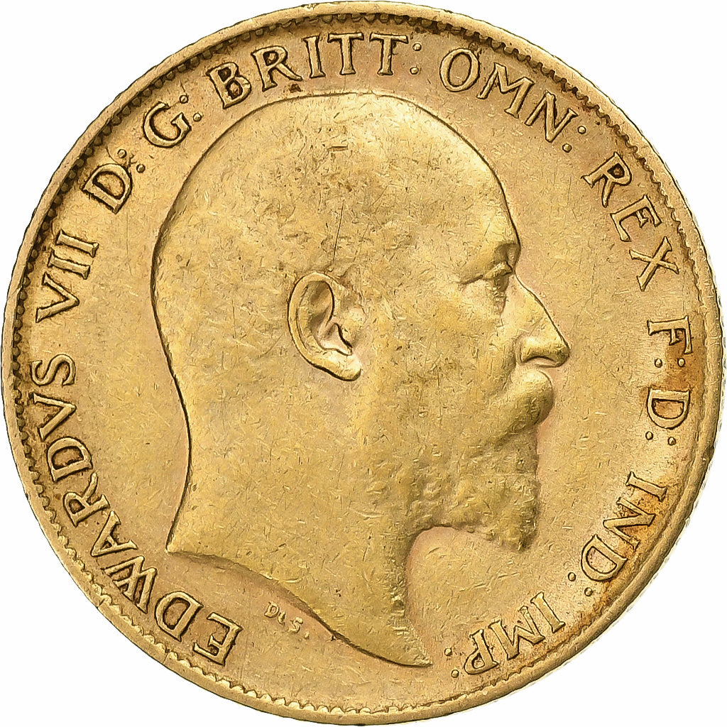 Great Britain, Edward VII, 1/2 Sovereign, 1910, Gold, EF(40-45), KM:804